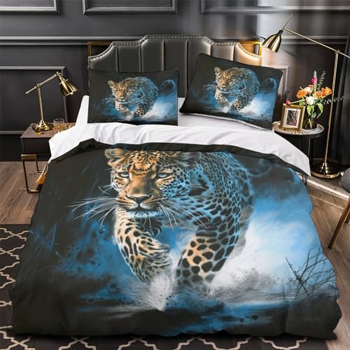Parure de lit léopard 3D housse de couette king microfibre confortable - 4