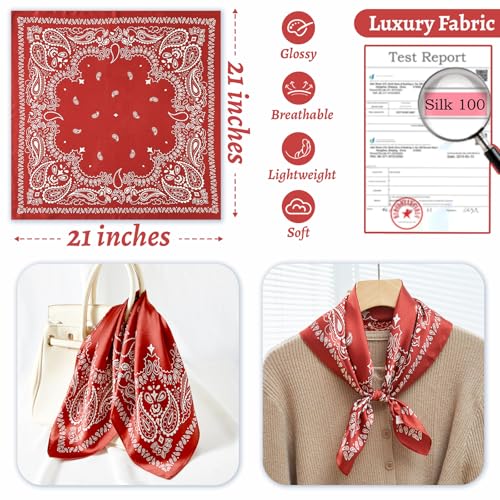 100% Mulberry Silk Neck Scarf 21''x21'' Small Square Hair Scarf for Women Men Lightweight Bandana Envelope Package2