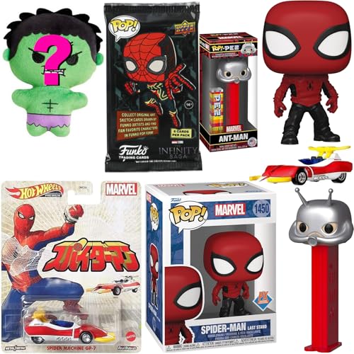 Spider-Web Figure Hero Bundled with Spider-Man Maximum Venom Iron Man Car + Marvel Icon Hanger + Thor Minis & Zombie Hulk + Blind Bag Nano + Team Pencil 7-Items