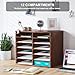 PAG Countertop Mail Sorter Organizer, Wooden Literature Organizer, Student Mailbox for Classroom, Desktop Bill Organizer for Office Home School, 12 Compartments, Brown