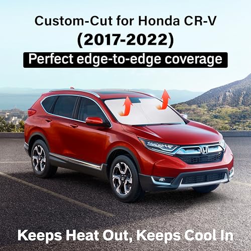Image of EcoNour Windshield Sun Shade Compatible for Honda CR-V 2017-2022 | SUV Front Window Sun Visor Protector | Foldable 4-Layer Sunshade | Blocks UV Rays & Keeps Interior Cooler