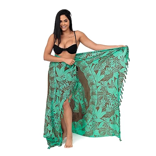 Canga De Praia Viscose Elefante Floral Preto E Branco (Azul)