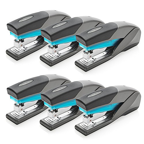 Swingline Stapler, Optima 25, Full Size Desktop Stapler, 25 Sheet Capacity, Reduced Effort, Blue/Gray, 6 Pack (S7066404CS)