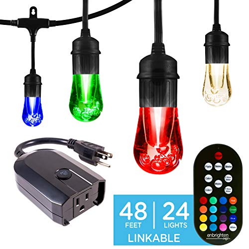 Enbrighten 45067 Color Changing Café (48ft. 24 LED Bulb) Works with Alexa Outdoor