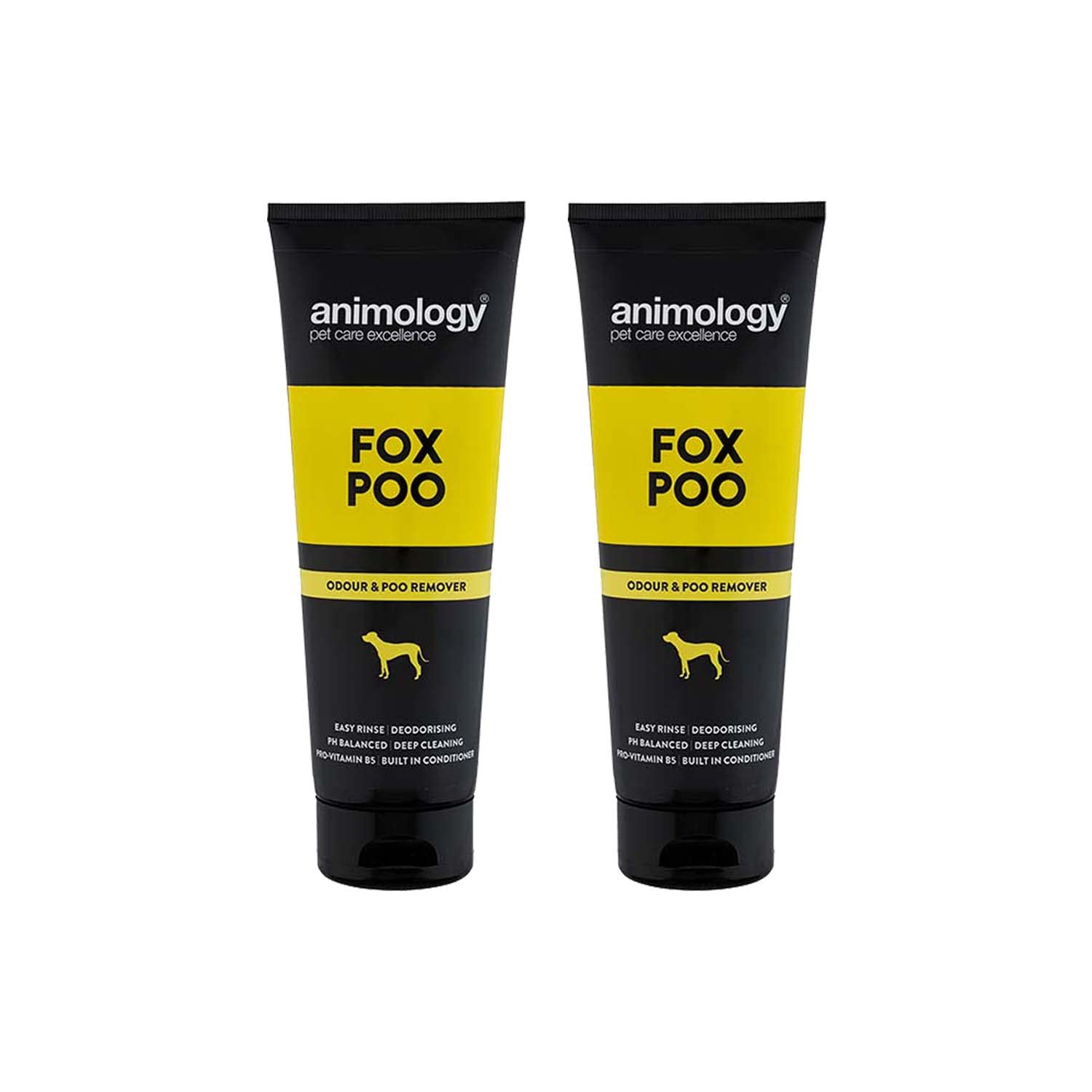 Animology Fox Poo Shampoo For Dogs | With Conditioners and Pro-Vitamin B5 | Odour Removing Shampoo | Suitable For All Coats and Skin Types Including Sensitive Skin | 250ml 2 Pack
