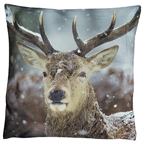 Espamira Kissenhülle Weihnachten Kissenbezug Kissen Hülle Bezug Bezüge Weihnachtskissen (Hirsch im Winter) Cover