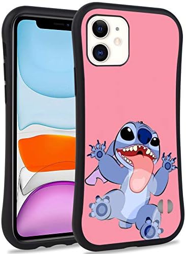 DISNEY COLLECTION iPhone 11 6.1inch Case Style Pattern Small Waist Design Hard PC Shield+Soft TPU Bumper Shockproof Protective Cover for iPhone 11（2019） (Stitch Cartoons Theme)