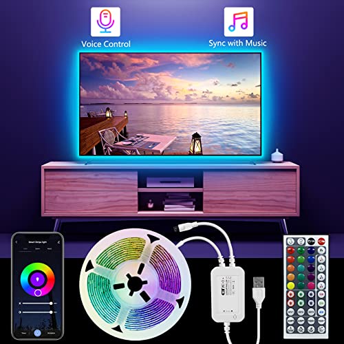 Tiras Led Usb Teberno 5m Tira LED WiFi para Retroiluminación de TV, compatible con Alexa Google Assistant, Tira LED con Mando a Distancia,...