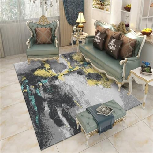 Tapis simple abstrait jaune et gris pour décor moderne - 2