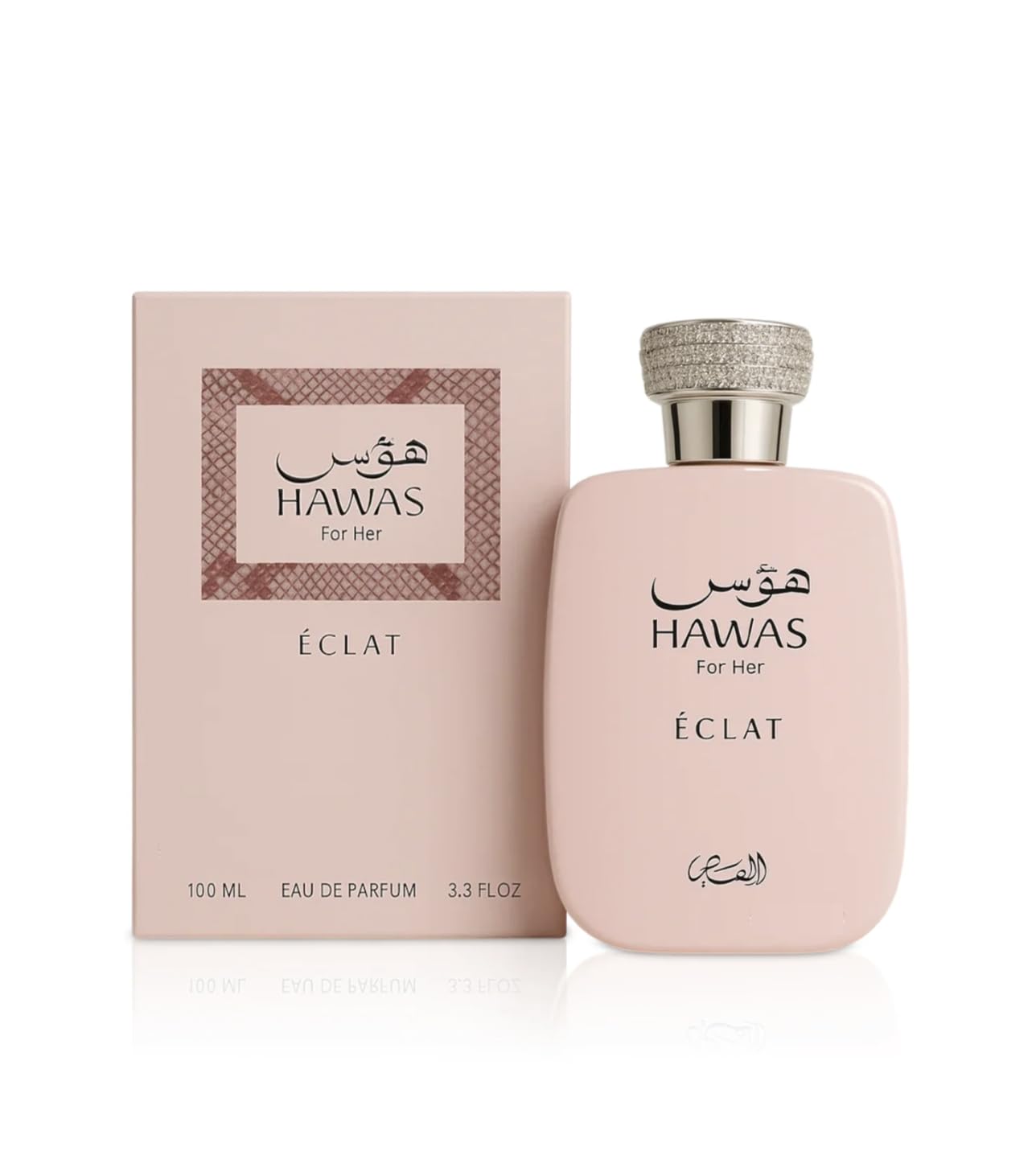 Perfume Hawas Éclat Eau de Parfum 100 ml, Perfume Árabe para Mujer de Larga Duración, Incluye Atomizador Recargable, Fragancia Femenina Floral y Luminoso con Notas de Lichi, Rosa e Incienso (Éclat)