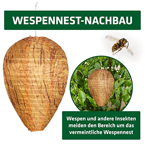 GARDIGO® Wespennest Attrappe - 2er Set I Nässebeständiger Stoff zur Wespen Abwehr I Künstliches Wespennest gegen den Neubau von Wespennestern I Zum Aufhängen im Garten, Dachboden oder Balkon I Wasp