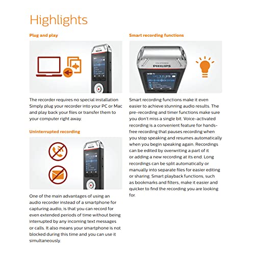 Philips VoiceTracer DVT2110 Digitaler Handy Recorder