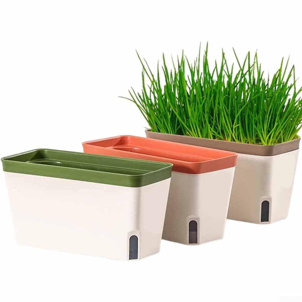 Pots de fleurs avec réservoir d'eau x3 pour herbes aromatiques de jardin