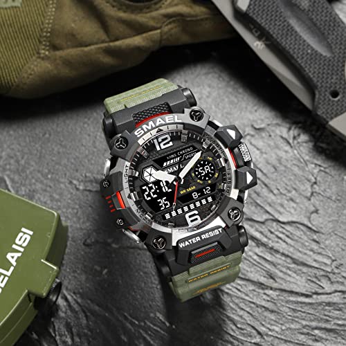 Montre de sport 8072 multifonction avec sangle kaki haute durabilité - 2