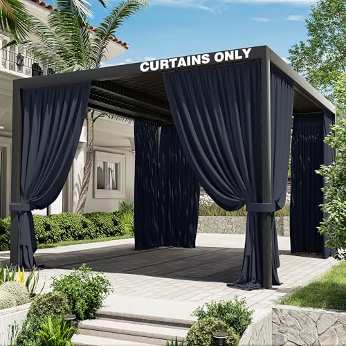 Gazebo Universal Replacement Privacy Curtain,12'14' Gazebo Outdoor Waterproof Curtains, 4-Panels Sidewall Curtains with Double Zipper for Patio Canopy, Garden and Backyard (Curtain Only)