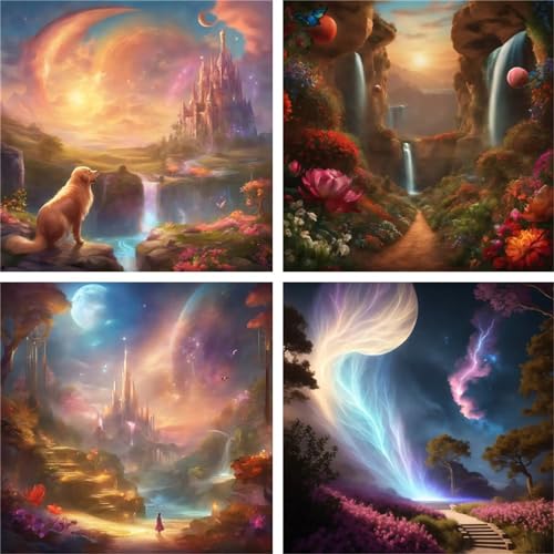4 Pack Diamond Painting Automne 60x60cm Broderie Diamant Forêt DIY Z425