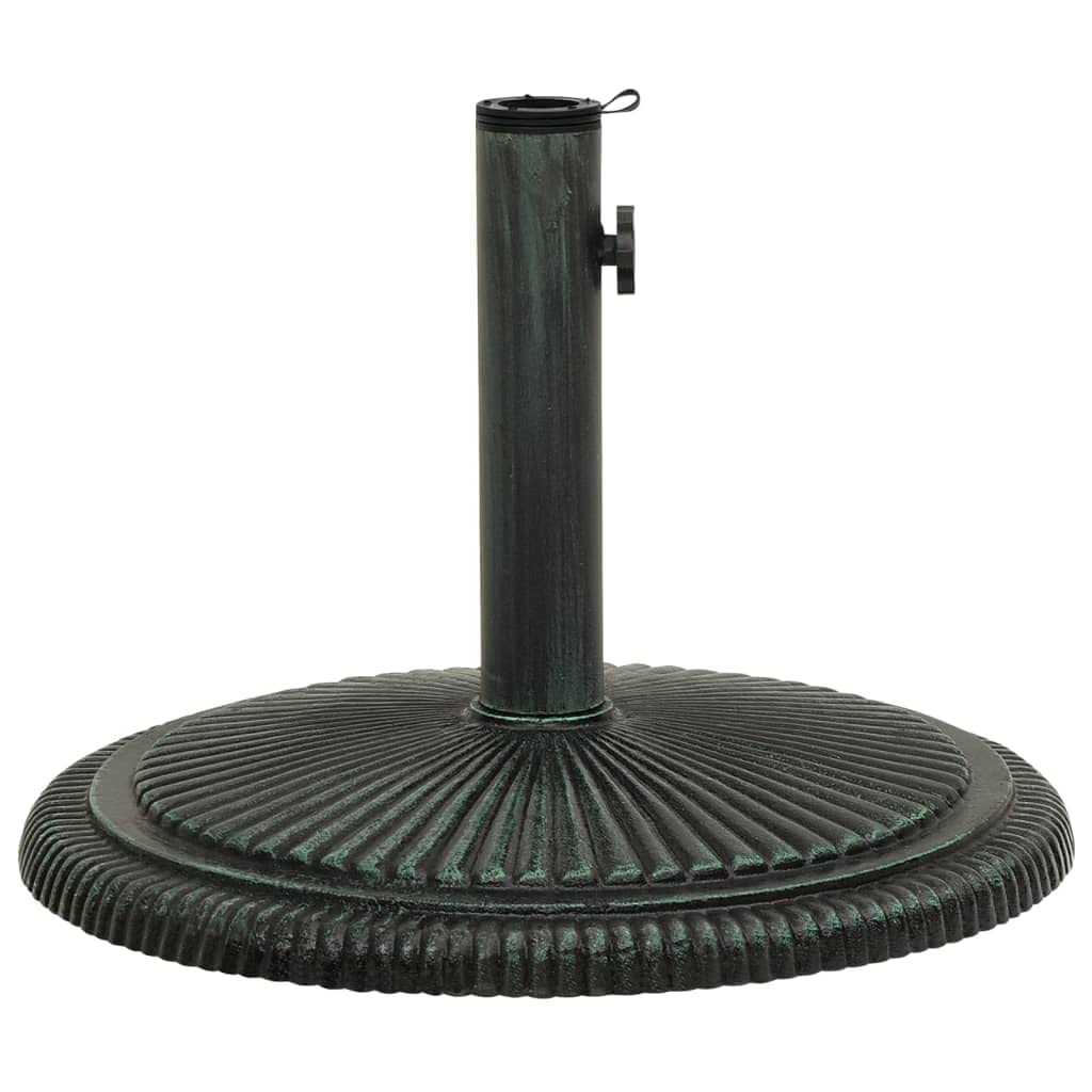 vidaXL Vintage Style Round Umbrella Base in Green Cast Iron - Sturdy and Stable Design with Floral Pattern, Versatile Diameter Fit
