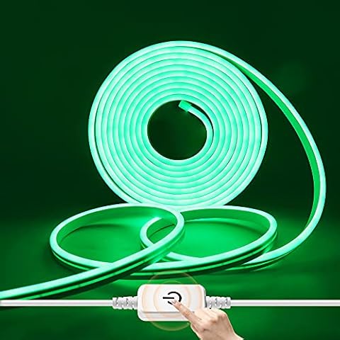HEGEHE Dimmable Neon LED Strip, 12 V 2835 LED Strip Waterproof Diffusion Silicone Neon Flex LED Light Strip Tube for Indoor Outdoor Use Home Kitchen DIY Decoration (Green, 5 m) Cover