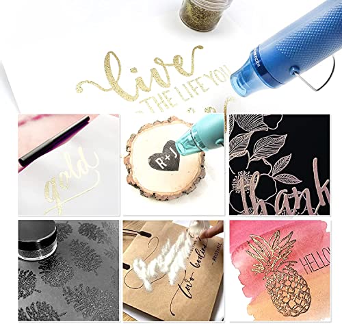 Pixiss Heat Tool Embossing Heat Gun For Crafts, Embossing Arts, Candles, Shrink Wrap. 4 Embossing Powders, Anti-Static Embossing Pad #TOP6