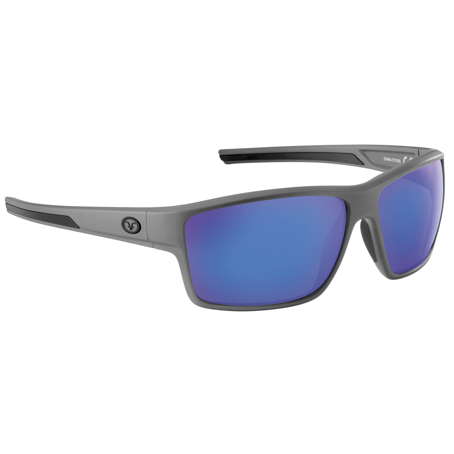 Flying Fisherman Mojarra - Gafas de Sol Rectangulares Polarizadas, Marco Gris Mate/Lente Espejo Azul Ahumado, Talla M, Medium