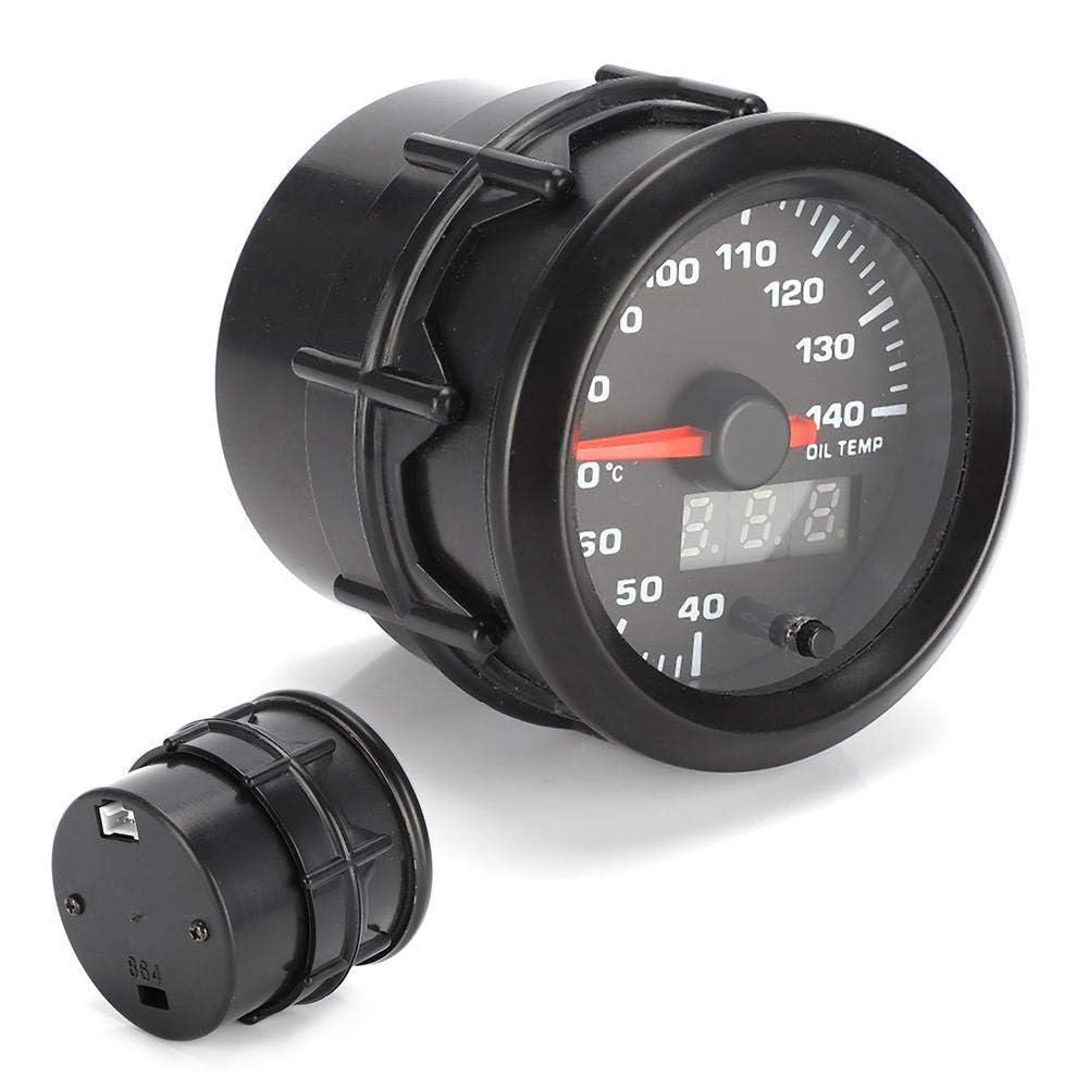 Aramox Jauge de température d'huile ABS 2in 52mm indicateur de température d'huile de voiture LED 7 couleurs avec capteur