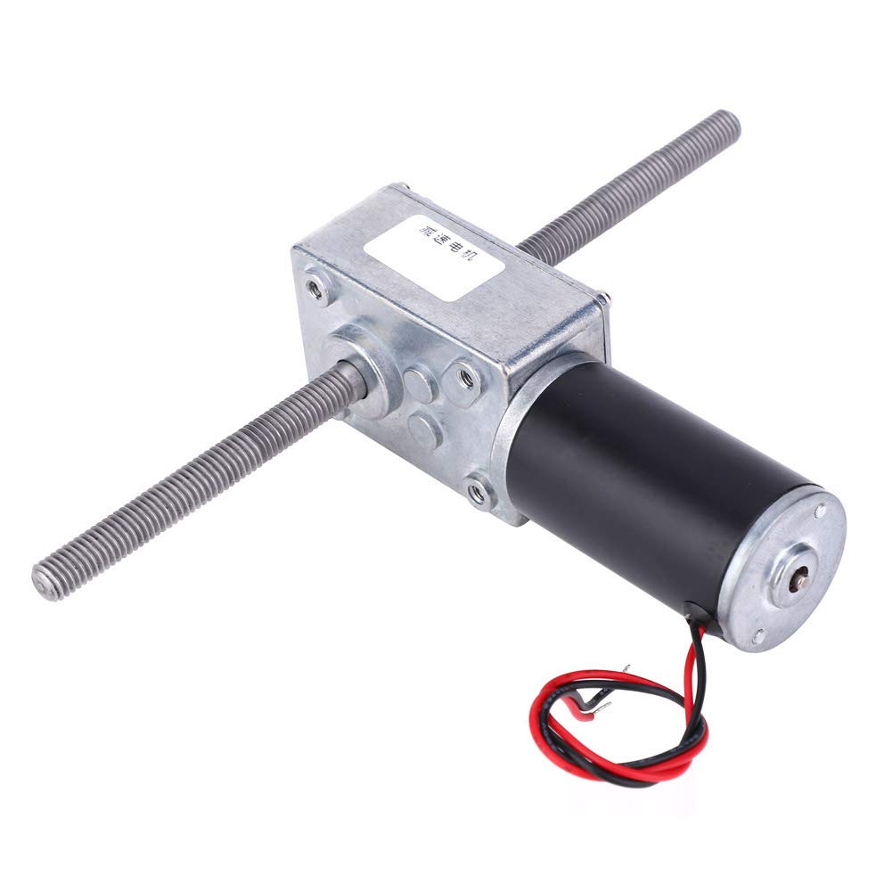12V Getriebemotor mit hohem Drehmoment, M8 Doppelwellen Schneckengetriebemotor, doppelter rechter Untersetzungsmotor, zwei gerade Zähne(Reduction Ratio 670)