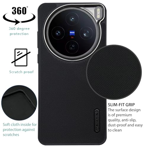 Image of NIUKIN Super Frosted Shield Pro Soft Back Case for Vivo X200T 5G | Camera Ring | Shockproof Scratchproof Cover | Black