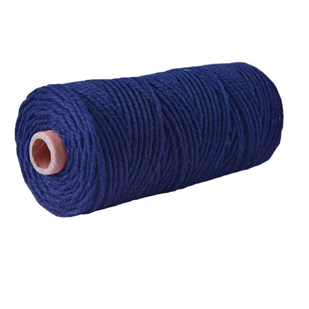 109 Yard 4mm Navy Blue Macrame Cotton Cord Crochet Knitting Weaving Natural Twisted Cotton Rope DIY Wall Hanging Plant Hanger DIY Bag Craft Art Yarn