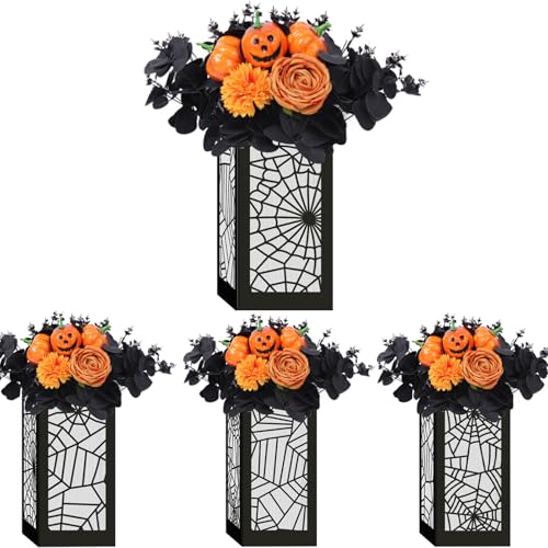 Halloween Party Decoration 4 Pcs Halloween Table Centerpieces Boxes Spider Web Paper Lantern Boxes Halloween Goodie Bag Candy Boxes for Table Decoration Halloween Birthday Party Supplies 5x5x9.5in
