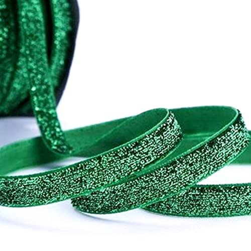 moonfarm 選べる12色 キラキラ ラメブレード リボン 幅約1㎝×5~45m ラッピング 手芸 (グリーン, 10m)