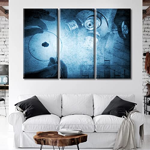 Image of TUMOVO Science and Medical Background Poster Wall Art for Living Room 3 Piece Clinical Laboratory Wall Art Modern Artwork Canvas Wall Art Posters and Prints Framed Ready to Hang, 60 inch Wx40 H