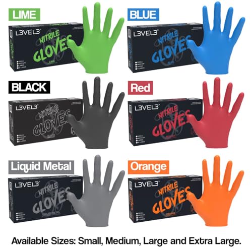Image of L3 Level 3 Nitrile Gloves - Professional Heavy Duty Disposable Gloves - Latex Free - Fits Snug - Box of 100
