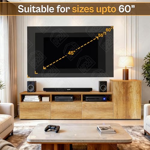 Image of ABOUT SPACE TV Unit - Engineered Wooden TV Stand 32 inch to 50 inch Cabinet with Bottom Closed /Open Storage, Adjustable Side Cabinet, Cable Hole for WiFi Router Stand Console Table for Living Room (CM Oak)