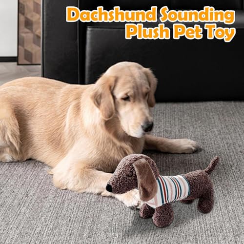 Quietschende Hundespielzeug, Dackel -Plüsch -Haustierspielzeug Mit Klang, Interaktives Hundepuzzlespielzeug, Hundespielzeug Dackel - Stressabbau Für Hunde I Zahnpflege Für Welpen, Mittelgroß & Große