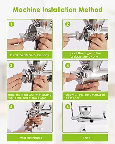 Moongiantgo Manual Wheatgrass Juicer Extractor Stainless Steel Manual Juicer for Juicing Wheat Grass Celery Kale Spinach Parsley Pomegranate Apple Grapes Fruit Vegetable (Classic Style)