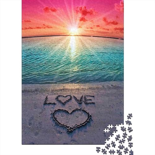 Puzzle de 1000 piezas gran formato 70x50cm con diseño de playa romántica