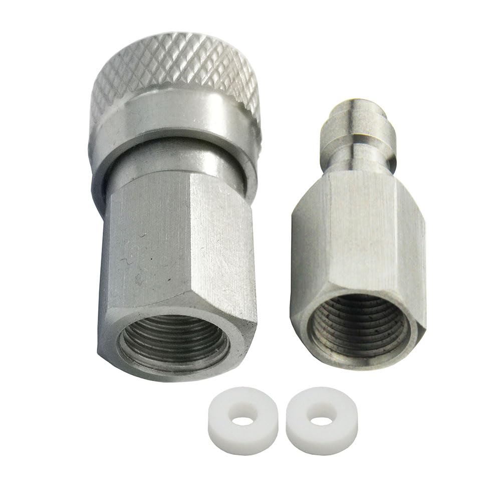 1 Set 1/8 NPT Female Connector and 8mm Fill Nipple Plug Quick-Disconnect Stainless Steel PCP Remote Line Adapter