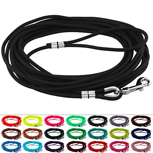 LENNIE BioThane Schleppleine, rund, Ø 6mm, Hunde 15-25kg, 5m lang, mit Handschlaufe, Schwarz