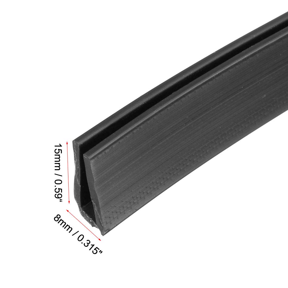 Kantenschutzprofil U-Dichtung, Kantenschutzfolie aus schwarzem Silikon for U-Profile, passend for Kanten von 0,1–1,5 mm, Länge 1 m/3,28 Fuß