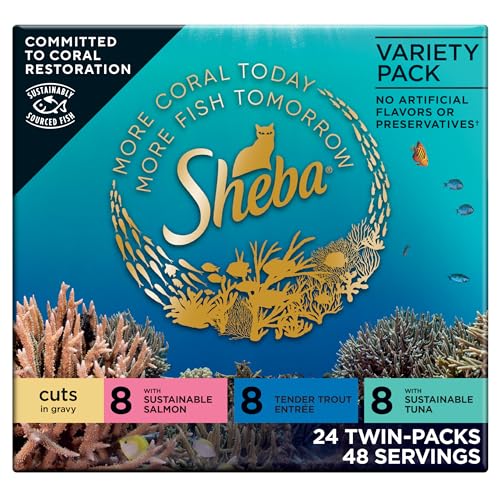 20% coupon - Sheba Perfect Portions Cat Food in Gravy Variety, 24 twin packs
