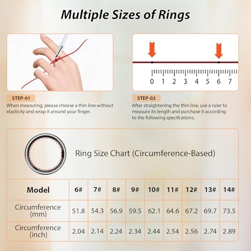 Image of Smart Ring for Women Men Health Ring with Heart Rate, Blood Oxygen, Sleep Tracker, Step Tracker, IP68 Waterproof Health Ring for iOS & Android,No Subscription Fee (Silver, 8#)
