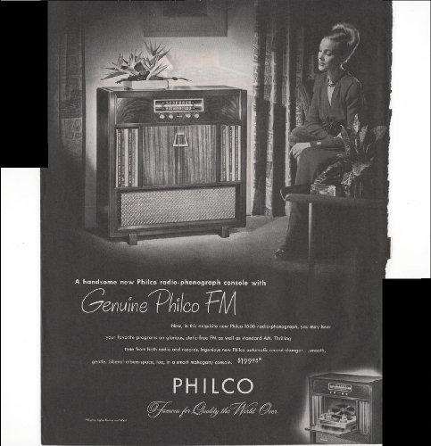 Philco Genuine FM Radio-Phonograph Console Home Entertainment 1948 Vintage Antique