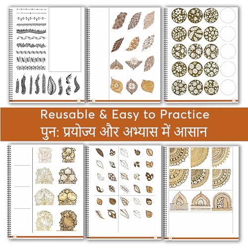 Image of Mehndi & Henna Practice Book Part2 - Durable Reusable 20-Page Guide for 10,000+ Uses | Ideal for Beginners, Bridal & Professional Designs.