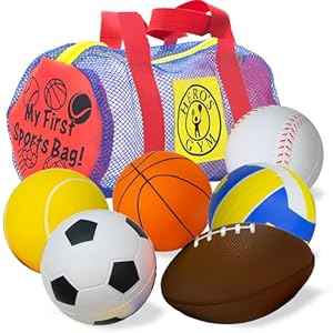 My First Sports Bag! 6-Pack of 3.5 inch Foam Balls with Gym Bag, Kids and Toddlers 3+, Toddler Sports Balls