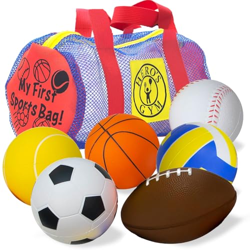 My First Sports Bag! 6-Pack of 3.5 inch Foam Balls with Gym Bag, Kids and Toddlers 3+, Toddler Sports Balls