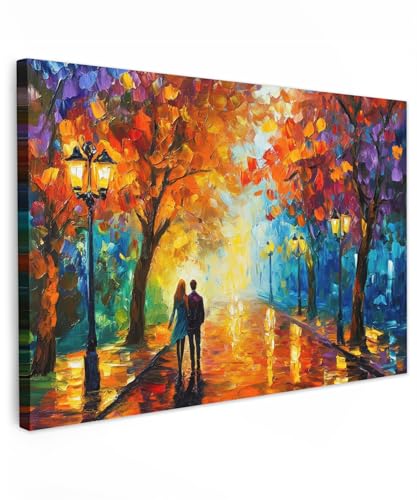 MuchoWow© Impression sur Toile Decoration Murale Peinture 120x80 cm Tableaux Decoratifs Muraux Déco Chambre Tableau Salon Couple - Amour - Forêt - Art