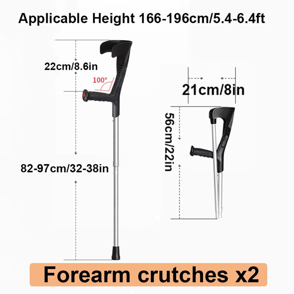 1 para kul przedramienia z regulacją wysokości 82-97 cm, wielofunkcyjne kule dla dorosłych ergonomiczne uchwyty lekki stop aluminium decorate