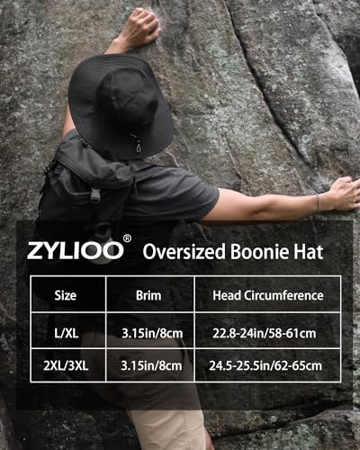 Image of Zylioo XXL Oversize UV Fishing Sun Hat for Big Heads,XL Quick Dry Boonie Hats,Large Cooling Safari Hats with Strap