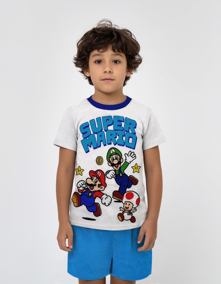 Super Mario Boys Pajama Set - 3 Piece Pants, T-Shirt & Shorts - Sleepwear PJ Set for Kids, Toddler Boys Pajamas