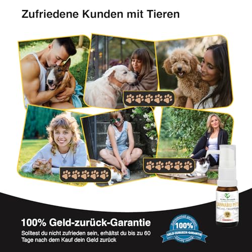 GLOBAL NATUREON® Cannabiu Pets Relax-Tropfen Lachsöl & Hanföl 500mg für Hunde und Katzen aus Samen, Tropfen für Reisen, Tierarztbesuche, Lärm und Fellpflege, Omega 3,6 & 9, 100% Natürlich